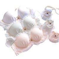 Japanese Style Fresh Pure Cotton Thick Mould Cup Wireless Small Size Girl Cute Push up y Underwear Set