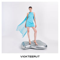 VICKTEERUT (ราคาปกติ 14,500-.) Sleeveless Mini Dress with Long Tailเดรสสั้น ชายหลังยาว DRY CLEAN ONLY