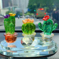 【แฟลชเซล】 4pcs handmade Resin Cactus figurines เครื่องประดับมินิเครื่องประดับยานพาหนะขนาดเล็ก