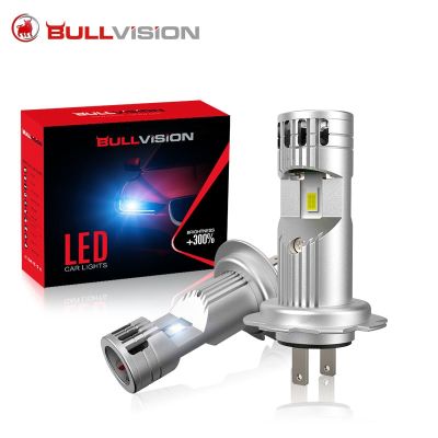 H7 Bullvision ไฟหน้ารถ LED 6000K 40000LM 100W ไฟหน้ารถยนต์กำลังสูง1:1ปลั๊กแอนด์เพลย์ไม่มีพัดลมขนาดมินิไฟตัดหมอก