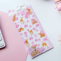 1 sheet Cherry Blossom Deer Panda Penguin Stickers Children Cartoon Decoration Cute Stickers