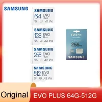 Samsung การ์ด SD ไมโคร TF EVO Plus ของแท้64G 128G 256G 512G A1 A2อัตราการถ่ายเท V30U3 130MB/S การ์ดความจำ