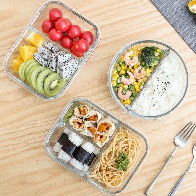 Glass Lunch Box for Office Kids Student Meal Prep Containers Microwave Bento Box with Compartment Food Eco Leakproof Storage Box