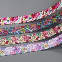 DHK 5/8 5yards Flower Floal Printed Fold Elastic FOE Stretch Ribbon Accessories Decorations Craft DIY Sewing C2064 Gift Wrapping  Bags