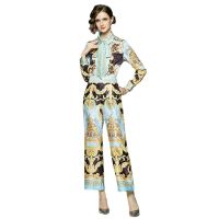 New Fashion High Quality Womens Set Top Shirt + Long Pants Two-piece Set