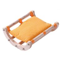 Guinea Pig Bed Hedgehog House Pad Rabbit Bunny Bed Toy Cage Accessories Chair Shaker Wooden Detachable Frame(Orange)