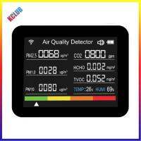 มิเตอร์วัดเวลา/วันที่/เวลา/CO2สัญญาณเตือนตัวทดสอบคุณภาพอากาศรองรับการควบคุมแอพสำหรับสำนักงานบ้านในร่มที่ตัวตรวจจับคาร์บอนไดออกไซด์ได้13 IN 1