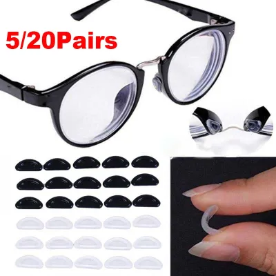 5/20Pairs Glasses Nose Pads Adhesive Silicone Nose Pads Non slip Clear Black Thin Nosepads For Glasses Eyeglasses Sunglasses