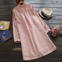 Fashion women blouse V-neck r simple button Plus Size Long-Sleeved Dress