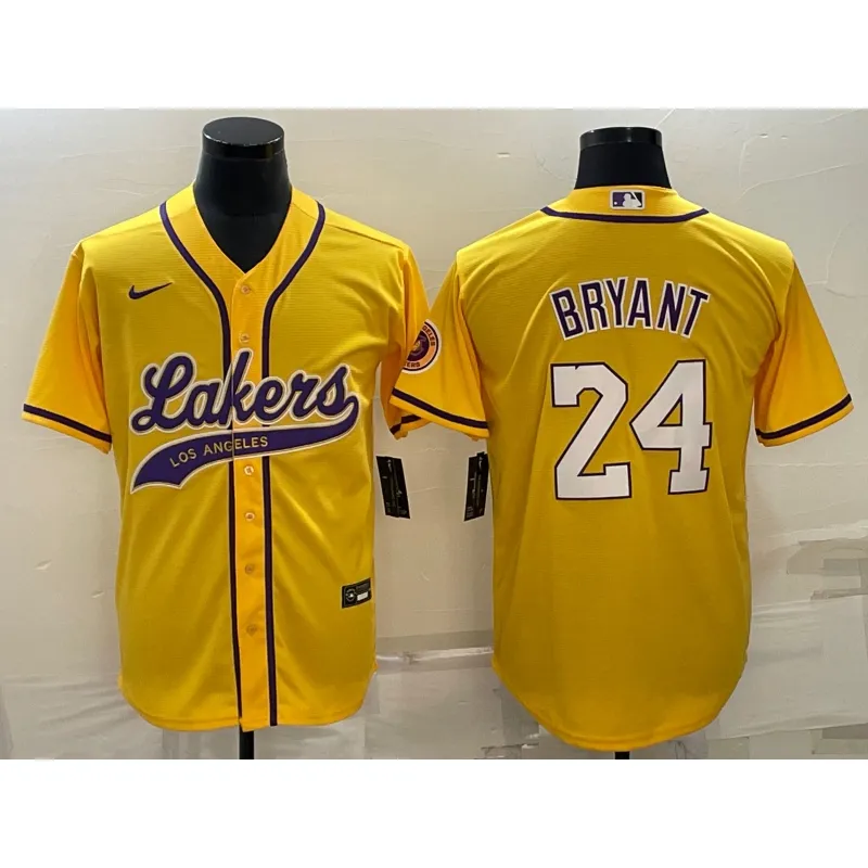 2023/24 Lakers BRYANT #8 Yellow NBA Jerseys 热压