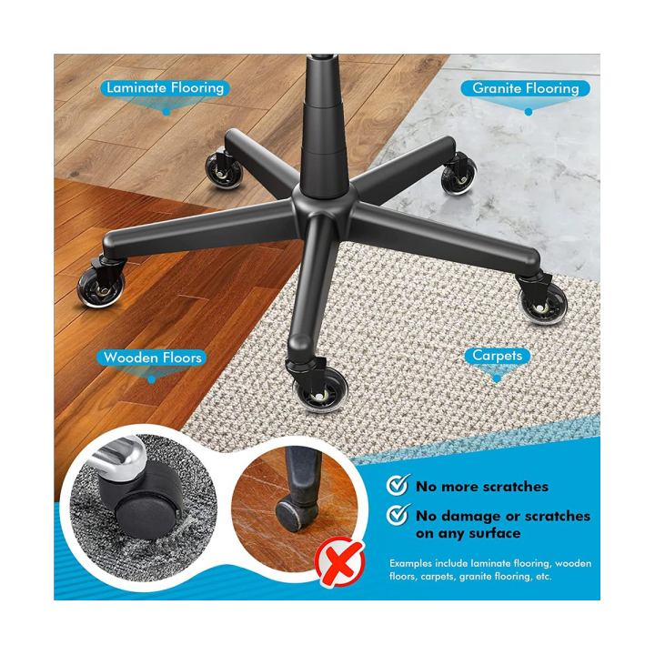 Office Chair Wheels Universal Silent Casters Set of 5 Wheels for Office