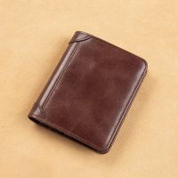 Genuine Leather Wallet Mens Ultra Thin Short Fashionable and Simple Drivers License Top Layer Cowhide Wallet