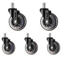 5PC Universal Mute Wheel 2.5/3 inch Office Chair Caster Replacement 60KG Swivel Rubber Soft Safe Rollers Furniture Hardware