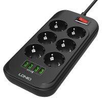 （Sunskyes）LDNIO SE6403 4 X USB Ports Multi-Function Travel Home Office ซ็อกเก็ตกันลื่น,ความยาวสายเคเบิล: 2M,ปลั๊ก EU