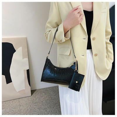 Fashion Handbags Womens Shoulder Bag Solid Color Leather Tote Alligator Pattern Shoulder Bag Female Shopping Bag