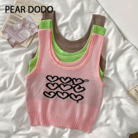 PEAR DODO เสื้อกล้ามสั้นสำหรับผู้หญิงวินเทจพิมพ์ลายความรักเกาหลี