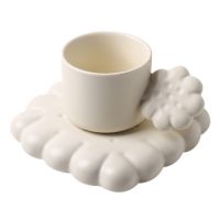 Creative Cute Biscuit Ceramic Coffee Cup Set with Biscuit-Shape Tray Tea Latte Milk Mug Plate Birthday Gift