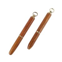 Mini Metal Pen With Key Ring Portable Wooden Ballpoint Pen Pens