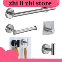 zhilizhi Store Silver Black Robe Hook Towel Rails Bar Rack Shelf Tissue Paper Holder Stainless Steel Bathroom Hardware Set drill Accessories