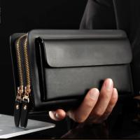 Men Faux Leather Double Zipper Wallet Purse Money Holder Clip Clutch Handbag Porte Billetera Bombre Monnaie мужской кошелек