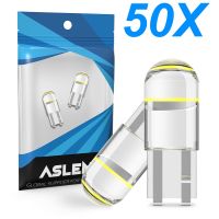 50PCS T10 W5W LED Signal Light for Car Bulb Glass Housing COB 7000K White 12V Auto Interior Wedge Side Door Dome Reading Lamps Bulbs  LEDs HIDs