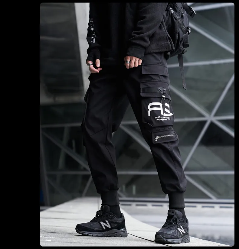Black Cargo Pants Men Hip Hop Streetwear Joggers Sweatpant Fashion Harajuku  Harem Pant Multi-pocket Casual Mens Pants