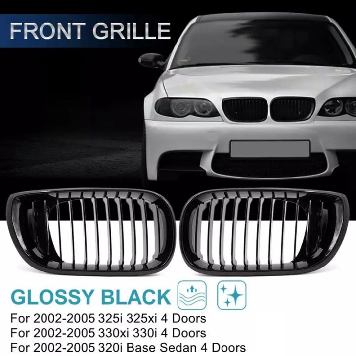 gloss-black-front-hood-kidney-grill-for-bmw-e46-3-series-2002-2005-4d-sedan-318i-320i-323i-328i-front-bumper-grille