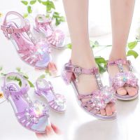 COD DSFGRTUTYIII Bowknot Small High Heels Princess Shoes Girls Sandals Summer Korean Version New Style Light-Up Middle Big Kids Student