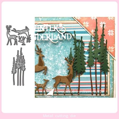 Elk and trees Christmas Metal Cutting Dies Scrapbooking Photo Album Decorative Embossing Paper Card  Scrapbooking