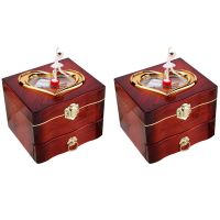 2X Music Box Plastic Jewellery Box Girls Hand Crank Music Box Mechanism Gift