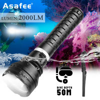 Asafee 2000LM D856 XHP70 LED Super Bright Powerful Diving Torch Magnetic switch use 26650/18650 battery optical cup fixed focus Diving 50M underwater IPX8 Waterproof