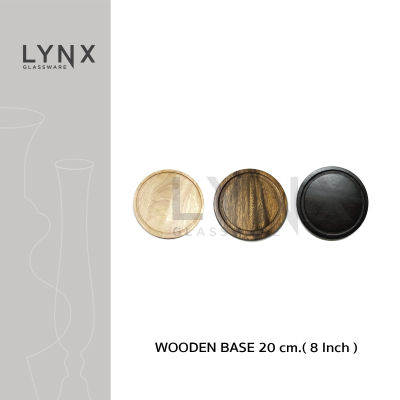 LYNX - เขียงไม้กลม 20 ซม. 8 นิ้ว เซาะร่อง - เขียงไม้กลม แบบเซาะร่อง ถาดรองอาหาร, ถาดไม้ครอบเค้ก ขนาดกว้าง 8 นิ้ว มีให้เลือก 3 สี