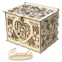 DIY Wedding Card Box Check in Box Creative Wooden Money Box with Lock Wedding Birthday Party Home Decoration