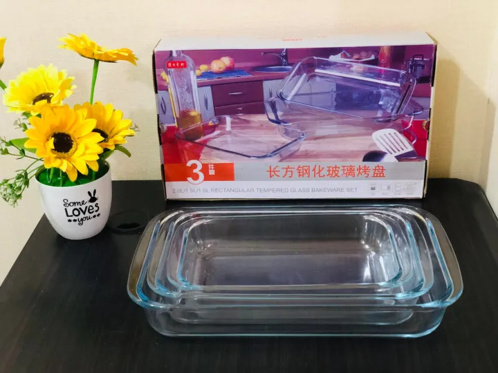 3 piece glass baking tray set PL350 Lazada PH