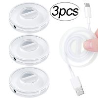 【CW】♨❈  1/2/3Pcs Transparent Charging Cord Organizer Charger Holder Round Storage Retractable Reel Cable Winder