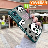 YIWESAN เคสสำหรับ Xiaomi 12 Pro 5G 12 Lite เคสลายการ์ตูนแพนด้าน่ารักมีน้ำค้างแข็งโปร่งใสขอบสี่เหลี่ยมด้านข้างแข็งปลอกซิลิโคนกล้องกันกระแทกเคสนิ่ม