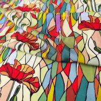 【DT】hot！ 1 meter X 1.4 Floral Patchwork Poplin Material Soft Viscose Fabric Sewing