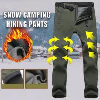 Men Winter Fleece Warm Pants Male Outdoor Snow Camping Hiking Work Pants Windproof Snowboard Ski Waterproof Breathable Trousers