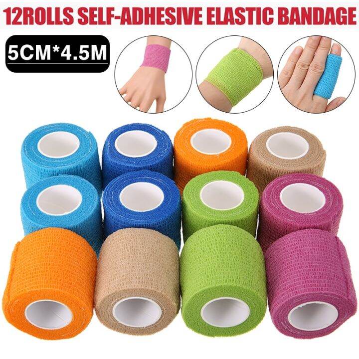 12pcs-5cm-4-5m-self-adhesive-elastic-bandage-rolls-breathable-sport-wrap-tape-waterproof-finger-ankle-shoulder-support-safety