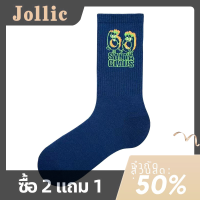 Jollic ถุงเท้าผ้าฝ้ายสไตล์ฮาราจูกุสำหรับผู้ชายและผู้หญิงถุงเท้าแนวสปอร์ตฮิปฮอปแนวย้อนยุค