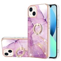 iPhone 14 Plus Case, WindCase Marble Pattern Hybrid Hard Back Soft TPU Bumper Case Cover with Ring Holder Stand for iPhone 14 Plus