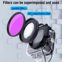 16X Macro Waterproof Filter for GoPro 11 10 9 8 Black Submersible Fuchsia Filter + Lens Cap + Action Camera Accessory