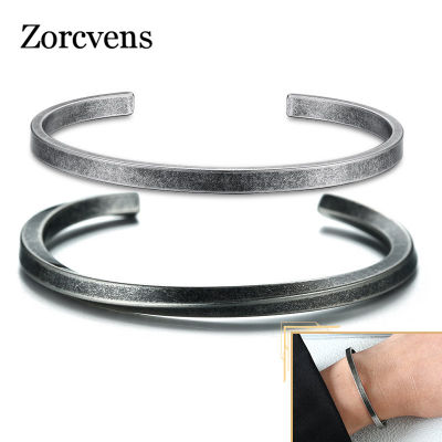 ZORCVENS Punk Vintage Stainless Steel Bangle for Men Women Mobius Twisted Cuff Bracelet Unisex Casual Pulseira Gents Jewelry