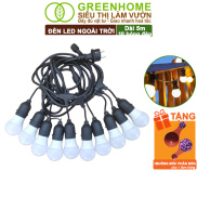 Dây Đèn Led Ngoài Trời Greenhome Bộ 5m +10 Bóng 3W, Màu Vàng Ấm, Chống Nước