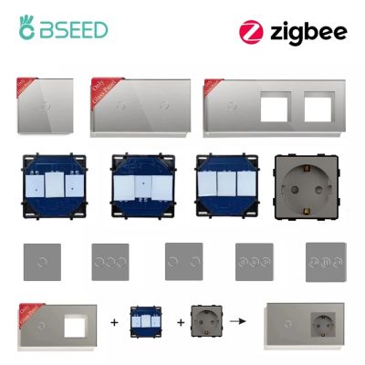hot！【DT】 BSEED Tuya Zigbee Switches Glass Panel Frames Wall Sockt Plug Outlets Parts
