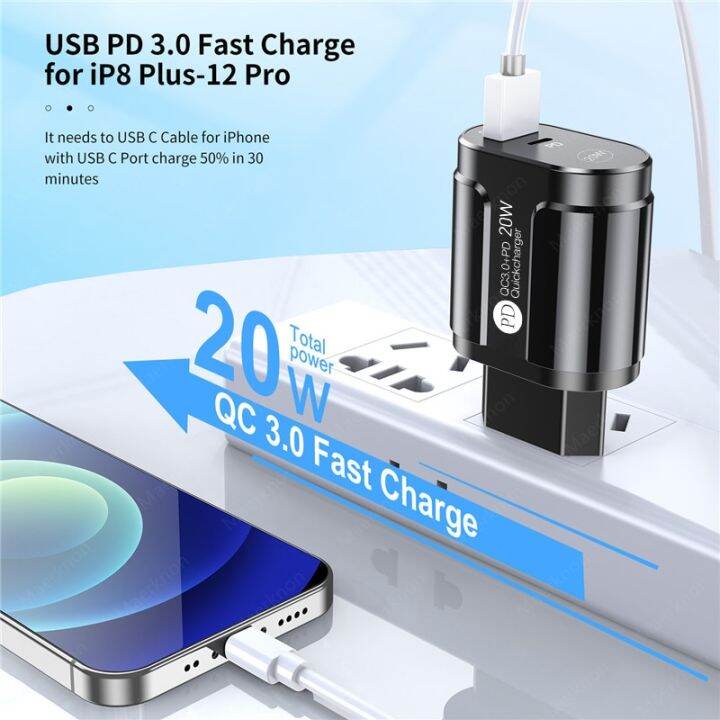 ที่ชาร์จแบตเตอรี่โทรศัพท์ชาร์จเร็ว20w-เครื่องชาร์จ-usb-pd-แบบ-type-c-ที่ชาร์จเร็ว3-0ปลั๊กแบบยุโรป-สหรัฐเครื่องชาร์จติดผนัง