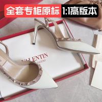 2022 Valentinoˉwomens shoes high-heeled sandals womens pointed toe stiletto rivet buckle sandals with patent leather