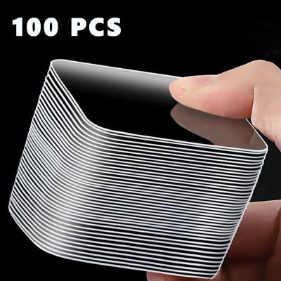 20/50/100 Pcs Double Sided Tape Transparent Waterproof Wall Stickers Home Kitchen Adhesive Paste Strong and Seamless Tile Hook Chrome Trim Accessories
