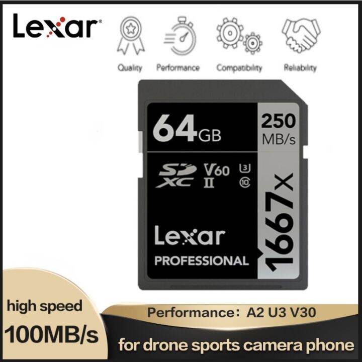 Lexar SD Card 1667X Official Original 250MB/s 64GB 128GB 256GB Memory card SDXC UHSII V60 U3