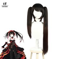 ROLECOS Date A Live Tokisaki Kurumi Cosplay Wig Long Hair Cosplay Anime Kurumi Black Mixed Brown 80CM Women Halloween Headwear